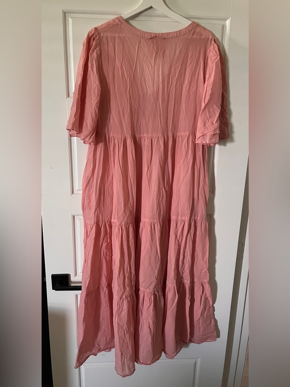 Loup Charmant Blush Pink Tiered V-Neck Button-Front Maxi Dress - Picture 2 of 3